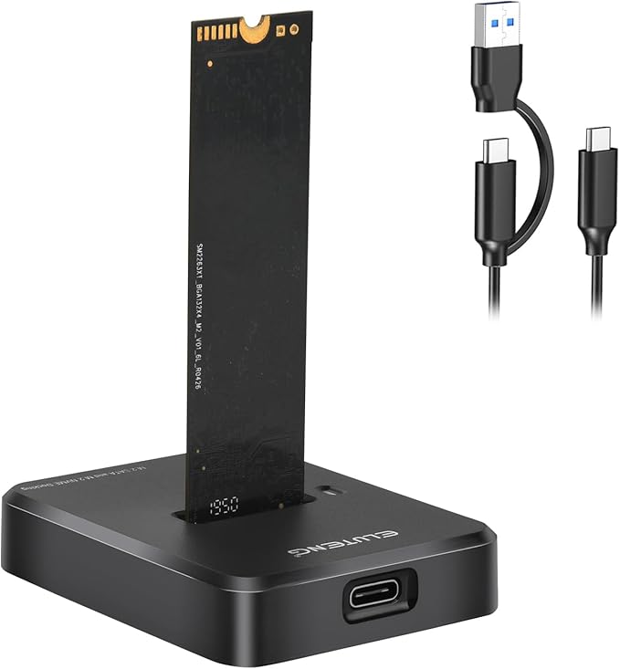 ELUTENG M.2 NVMe & SATA to USB C Docking Station Dual Protocol M.2 to USB C Adapter 10Gbps External SSD Enclosure for M Key, B+M Key Support 2280 2260 2242 2230 SSDs with 2in1 Cable