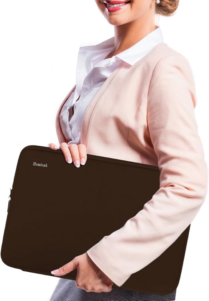 15.6 Inch Laptop Case, Durable Shockproof Protective Cover Computer Sleeve Briefcase Carrying Bag Compatible with 15.6" HP, ASUS, Lenovo, Acer, Notebook, Ultrabook, Chromebook, Brown