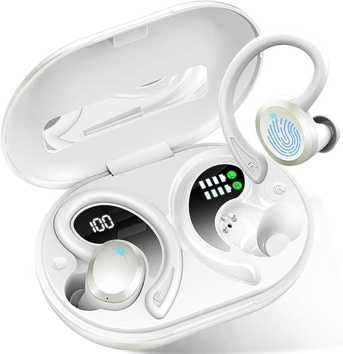Wireless Earbuds, Sport Bluetooth 5.4 Headphones 2026 New Bluetooth Earbuds with 56Hrs Stereo, 4 ENC Mic, Noise Canceling Over-Ear Buds with Earhooks, IP7 Waterproof Earphones for Workout/Running/Gym