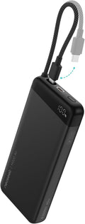 Ultra-Thin 20,000mAh Power Bank, 45W Max Fast Charging Battery Pack, Built-in USB-C Cable for iPhone 17/16 Series, Galaxy, MacBook, and More
