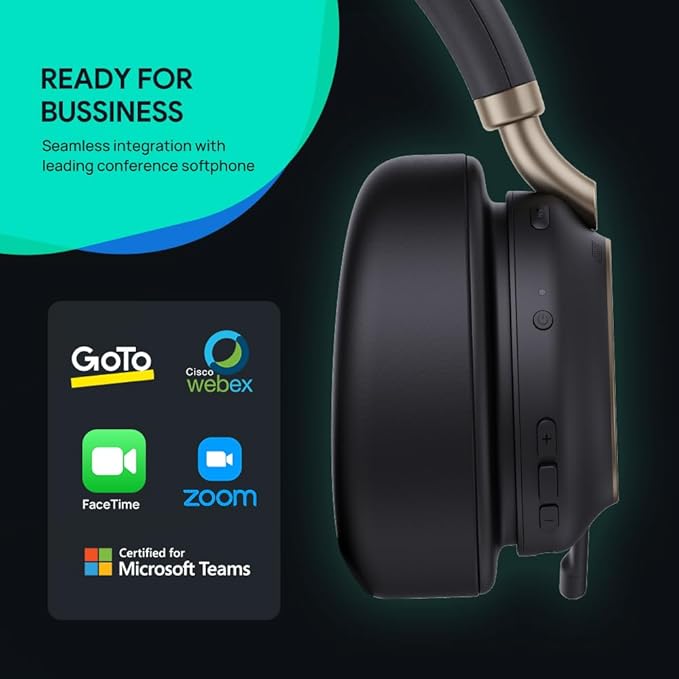 Yealink BH76 Plus Bluetooth Headset, Wireless Headset with Microphone for PC,Active Noise Cancelling, Retractable Hidden Mic Arm, Compatible with PC Mac, Works with Teams (Certified), USB-C/A