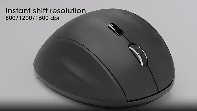 MANHATTAN Wireless Ergonomic Mouse – 2.4 GHz RF, 800/1200/1600 dpi, Six Buttons with Scroll Wheel, USB-A & USB-C 2-in-1 Receiver Dongle – for Laptop, Computer, PC - 3 Yr Mfg Warranty – 190237