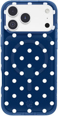 VELVET CAVIAR Case for iPhone 17 Pro Max | Compatible with MagSafe | 10ft Drop Tested | Silver Holographic Phone Cases | Midnight Polka Dot