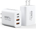 USB C Charger Block, 40W 4 Ports Type C Fast Phone Charging Blocks Cube PD USBC Wall Plug+QC 3.0 USB A Charger Brick Box Power for iPhone 17/16/15/14/13/12 Pro Max, iPad, Samsung Galaxy, Pixel, 2Pack