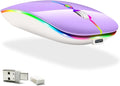 KLO Rechargeable Bluetooth 5.2/3.0/Type-C/USB-2.4G Mouse for MacBook/MacBook air/Pro/iPad, Wireless Mouse for Laptop/Notebook/pc/iPad/Chromebook (2/Purple)