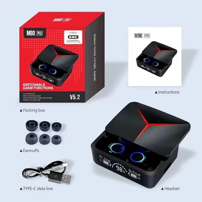 VIVIDUS Wireless Earbuds with Noise Canceling Mic, Bluetooth 5.3, Waterproof, Touch Control, LED Display, Gaming Headset, HD Call, Voice Assistant, HiFi Stereo Sound, 150 H, Wireless Earphone,, Black