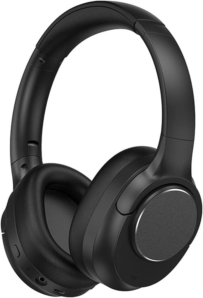 ZXQ Over Ear Hybrid Active Noise Cancelling Bluetooth Wireless Headphones,Deep Bass Hi-Fi Sound,45 Hours Long Playtime ANC Cancellation Headset with Microphone for Travel Workout,Black (Black)