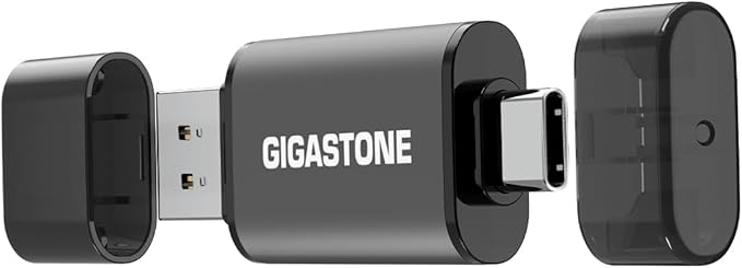 GIGASTONE 64GB Dual Flash Drive, Z40 USB 3.2 Gen 1, 2-in-1 Type-A & Type-C, 100MB/s Ultra Fast, Head Cap Design, Plug & Play for Smartphone/PC/Mac/TV/Car Audio, USB 2.0/3.0/3.1 Compatible