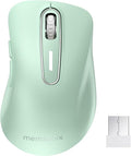 memzuoix 2.4G Wireless Mouse, 1400 DPI Computer Mice USB Receiver, Portable Wireless USB Mouse Battery Powered Cordless Mice for Laptop, PC, Desktop, 5 Buttons (Light Green)
