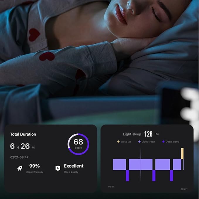 Curved Design Smart Ring Fitness Tracker, Gesture Remote Control Activity Sport Record Sleep Quality Heart Rate SpO2 Skin Temperature Monitoring (Black, #13)