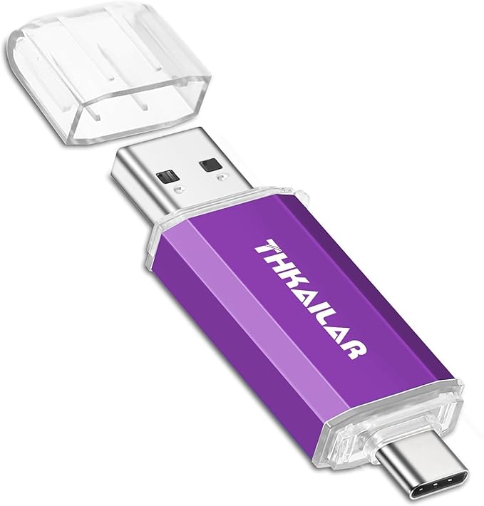Thkailar 128GB USB C Drive, 120MB/s Fast USB 3.0 Thumb Drive for iPhone 15, MacBook, Android & PC, Dual Connector Type-C Flash Drive