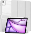Clear Case for iPad Air 13 Inch (M4 2026/M3 2025/M2 2024)&iPad Pro 12.9 6th/5th/4th/3rd Gen (2018-2022) with Pencil Holder, Magnetic Trifold Smart Stand Cover Auto Wake Sleep (Light Grey)
