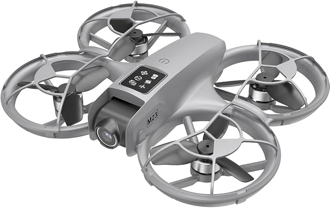 Drone With HD Camera 4.5inch Screen Controller, Under 250g Mini RC Quadcopter Headless Mode One-Key Takeoff/Landing Optical Flow Positioning M23 Drones with 2 Batteries for Adult Beginners (Grey)