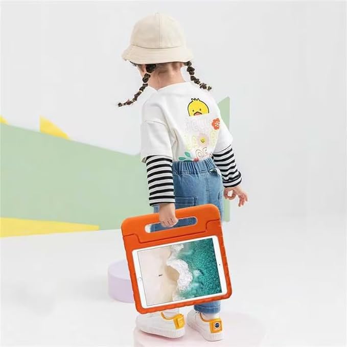 Kids Case for iPad Pro 10.5" 2017 & iPad Air 3rd Gen 10.5 inch 2019, with Rotating Handle/Stand Soft Shockproof EVA Drop Proof Lightweight Kids Girl Boy Kickstand Protective Cover,Orange