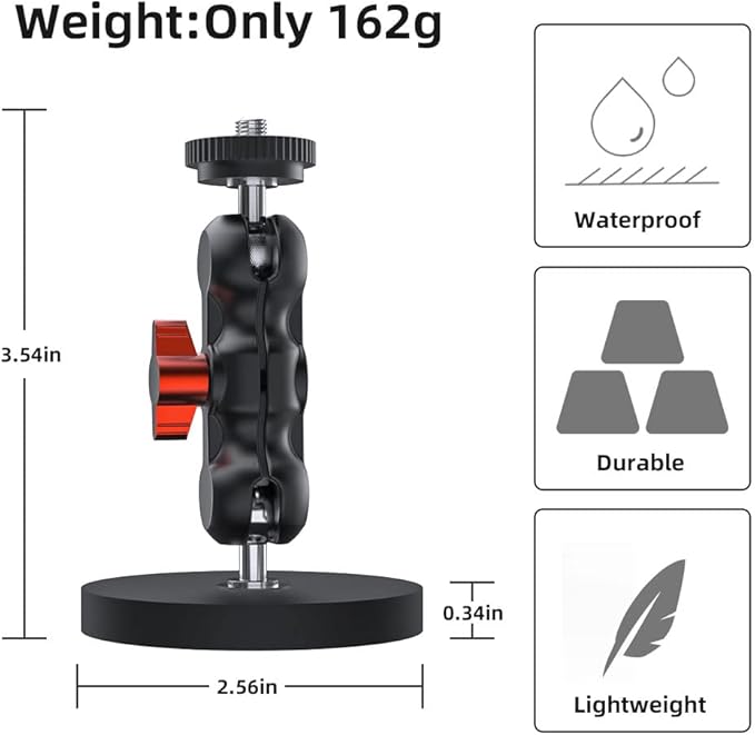 Magnetic Camera Mount for GoPro,Strong Magnetic Mount with 360° Rotation Ball Head Compatible with GoPro Hero 13 12 11 10 9 8 7 6 5 Black,DJI Osmo Action 6/5 Pro/4/3,AkASO and More
