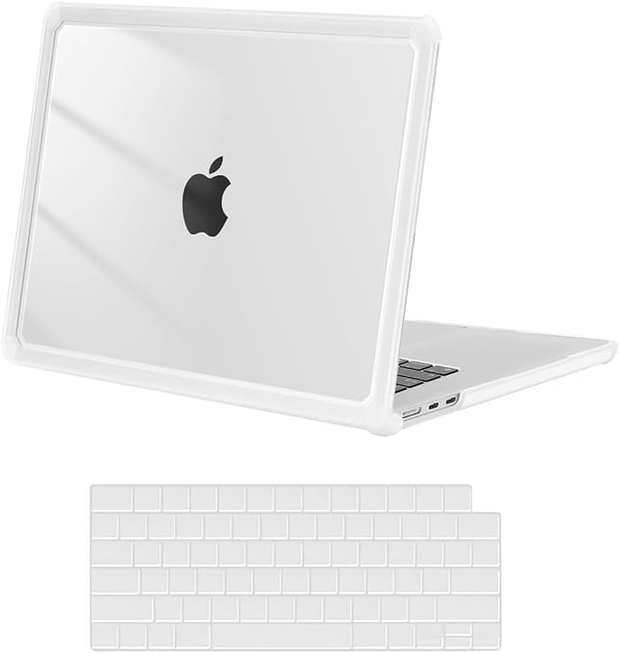 MOSISO Shock-Absorbing Hard Case Compatible with MacBook Air 15 inch M5 2026 M4 M3 M2 2025-2023 A3448 A3241 A3114 A2941,Anti-Cracking Heavy Duty Hard Shell with TPU Bumper&Keyboard Cover,Crystal Clear
