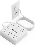 Surge Protector Power Strip(900J) -MCSCN 6 Outlets 4 USB（1C） - 15A/1875W -10ft Extension Cord,Ultra-Thin Plug & Cord - UL Certified - Desk/Home/Office Use