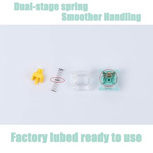 Zjmehty Gateron Jade Series Dual-Stage Spring Pre Lubed Switches Yellow V3 Pro,3-Pin 55gf Linear/RGB/LED Switches for Mechanical Keyboard（Yellow,10pcs）