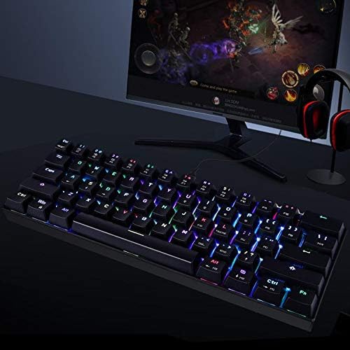 MOTOSPEED 60% Mechanical Keyboard Portable 61 Keys RGB LED Backlit Type-C USB Wired Office/Gaming Keyboard for Mac, Android, Windows（Red Switch）