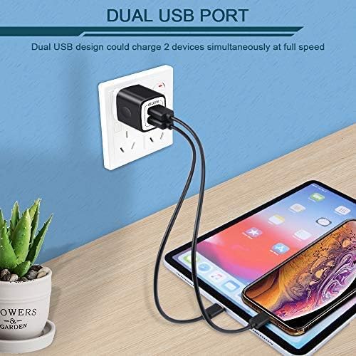 USB Wall Plug, Multi USBA AC Power Charger Adapter USB-A Block Cube for iPhone, iPad, Samsung, Google Pixel, LG, Camera Phones & Tablets Charge Multiple USB Plug Station Base