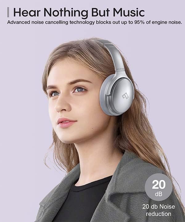 INFURTURE Over Ear Headphones Active Noise Cancelling Headphones,H1 Bluetooth Headphones, Deep Bass Headset, Low Latency, 90H Playtime, Foldable Headphone for Sport Running Cool Gadgets Gift