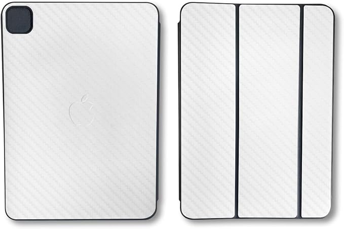Carbon Fiber Skin Compatible with Apple Smart Folio for iPad Pro 11-inch (M4/M5) 2025 - Solid White - Premium 3M Vinyl Protective Wrap Decal Cover | Crafted in The USA by MightySkins