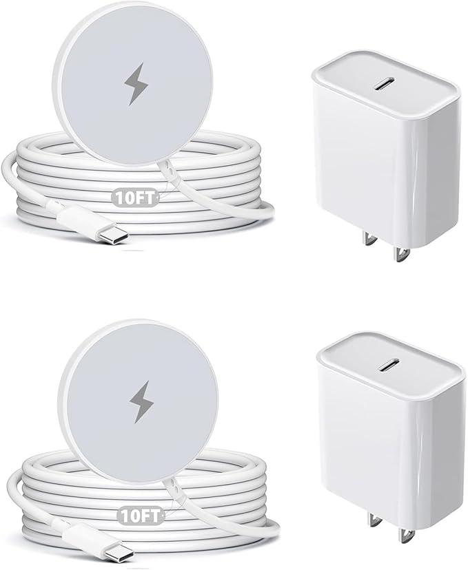 10FT Magnetic Wireless Charger,2Pack Fast Apple Mag-Safe Charger Magnet Charging Pad Mag Safe Charging for iPhone 17Pro Max/16 Pro Max/16Pro/16/iPhone 15Pro Max/15 Plus/14/13/12/AirPods 3/2/Pro/Pro 2