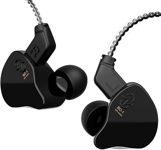 YINYOO CCZ Melody in Ear Monitors Wired Earbuds in Ear Headphones Without Microphone IEM HiFi Bass with 1DD 1BA, Ear fins, 4N OFC Cable for Musicians, Singer, on Stage, Studio (Nomic, Dark Black)
