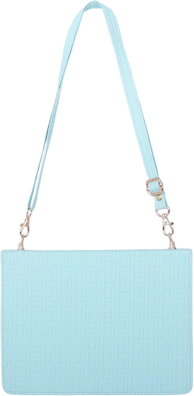 Handbag Case for iPad Pro 13-inch M5 2025/M4 2024, Techcircle Elegant Crossbody PU Leather Folio Envelope Pocket Stand Cover with Hand Strap+Shoulder Strap+Pencil Holder+Card Slots, Baby Blue