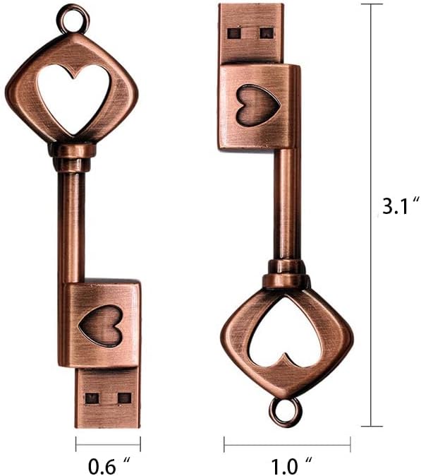64GB USB 3.0 Flash Drive,Cute Key USB Flash Drive with Heart Shape,High Speed Up to 100MB/S Keychain exFat Thumb Drive Jump Drive Gift for Anniversary/Birthday/Photographer/Wedding