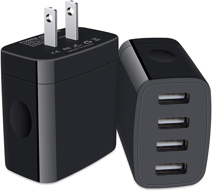 4-Port USB Charger Block, 2-Pack Charging Block Wall Charger MultiPlug Outlet Charging Cube Box USB Wall Plug for iPhone 17 16 15 14 13 12 11 Pro Max SE XR XS X 8, iPad,Samsung Galaxy S25,Google Pixel
