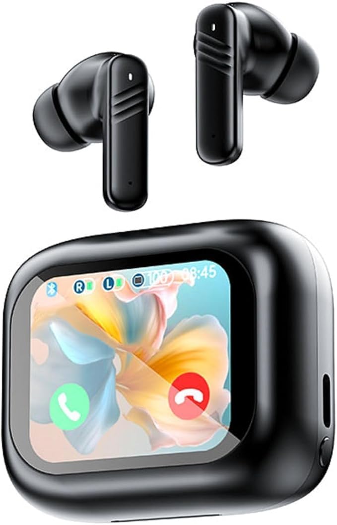 Active Noise Cancelling Earbuds ANC with Smart Touch Screen, Blue Tooth Ear Buds Earphones for iPhone Android TWS True Wireless Bluetooth Earbuds, Sports Workout Gym Running In Ear Headphones for Men