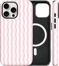 Magnetic for iPhone 13 Pro Max Case Cute Wavy Stripes Phone Case, Shockproof Slim TPU and Hard PC Protective Phone Cover Compatible with MagSafe Designed for Women Girls, Pink
