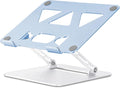 Aoviho Adjustable Laptop Stand for Desk,Portable Laptop Stand Holder and Riser,Foldable Aluminum Notebook Computer Stands for MacBook Air Pro HP Lenovo Dell Samsung, 10-15.6 inch (Sky Blue-Silver)