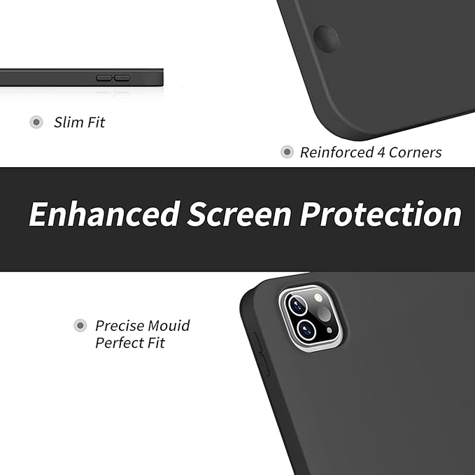 Case for iPad Pro 12.9-inch 2022/2021(6th/5th Gen),iPad Air 13 Inch(M4/M3/M2,2026/2025/2024) with Pencil Holder,2nd Gen Pencil Charging,Auto Sleep/Wake,Flexible TPU Protective Cover (Black)