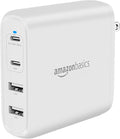 Amazon Basics 100W Four-Port GaN Wall Charger with 2 USB-C (100W, 18W) & 2 USB-A Ports (12W), PD 3.0, Foldable Plug, Portable Multi-Device Charging for Laptops, Tablets & Phones, White