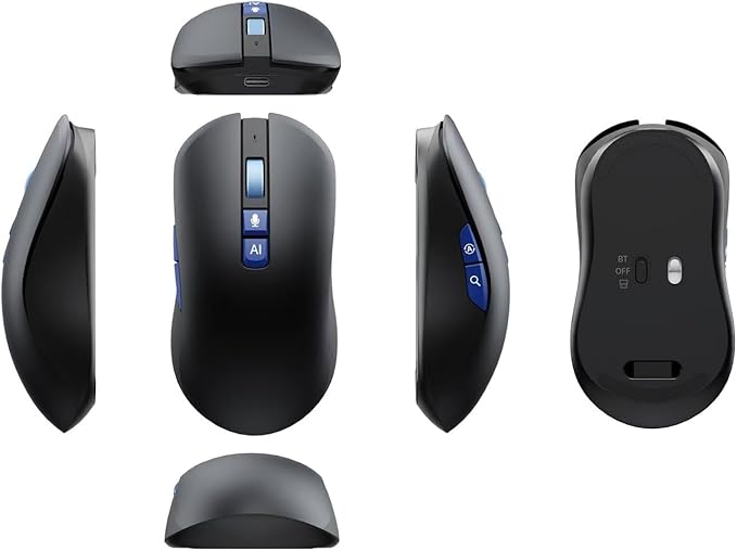 AI Wireless Mouse with Translation for PC Laptop: Hands-free typing- ChatGPT Bluetooth Mouse for Laptop, Voice AI, Multi-Translate, One Tap Google, USB Rechargeable High-Performance Office Device