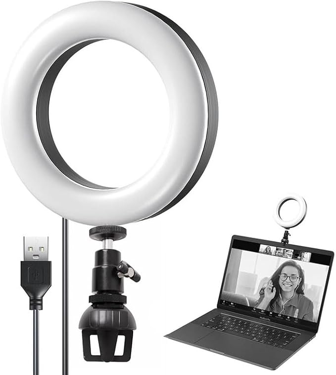 Video Conference Lighting Kit, HuaerHui LED Ring Light for Computer, Laptop, MacBook, Monitor with Clip Hot Shoes Mount, Lighting for Zoom Meetings/Remote Working/Self Broadcasting/Live Streaming