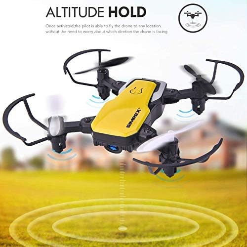 SIMREX Mini Drone with 720P Camera for Kids & Beginners - Foldable RC Quadcopter, Optical Flow Positioning, Altitude Hold, 3D Flip, 2 Batteries 20Min Flight, Safe & Easy Indoor Outdoor Flying Toy Gift(Yellow)