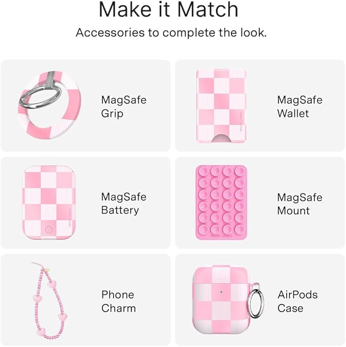 VELVET CAVIAR Case for iPhone 17 Pro Max | Compatible with MagSafe | 10ft Drop Tested | Protective Designer Cases | Pink Vibe Checkered 2.0