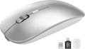 SABLUTE M31 Bluetooth Mouse for MacBook Pro/Air, iPad - Rechargeable Tri-Mode Wireless Mouse for 3 Devices (BT 5.2 + 2.4G), Sleek Silver Slim Silent Mouse for Surface, Windows