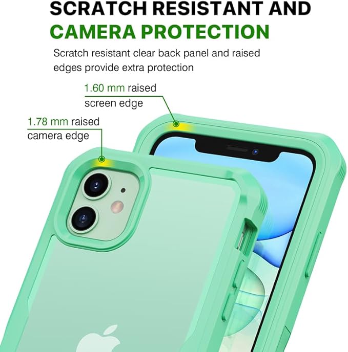 CENHUFO Privacy for iPhone 11 Case, Full Body Phone Case with Built-in 9H Tempered Glass Privacy Screen Protector and Camera Lens Protector, Anti Peep Spy Shockproof Bumper Clear Cover - Green