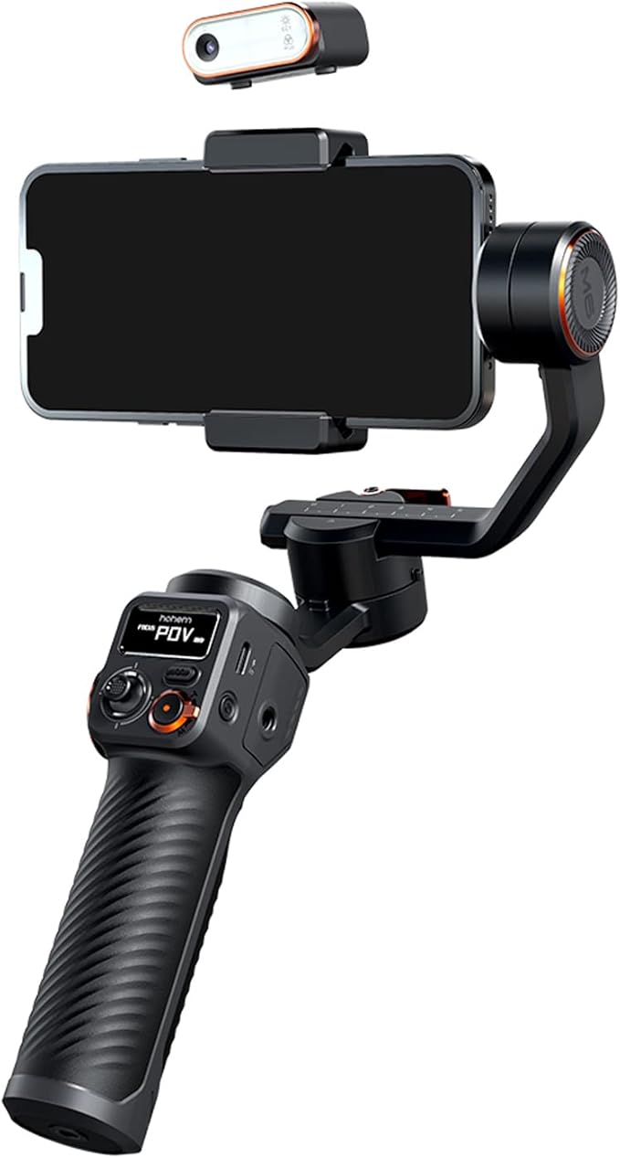 Hohem iSteady M6 Kit Smartphone Gimbal Stabilizer 3-Axis with Magnetic Fill Light/AI Tracking Sensor for iPhone Android with 0.91-inch OLED Display Max Payload 400g