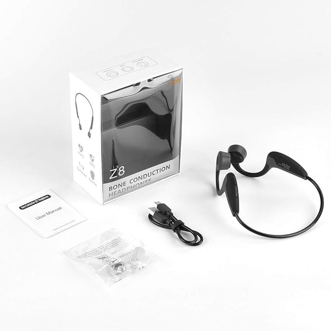 Bone Conduction Headphones Bluetooth 5.0 Open Ear Wireless Titanium HiFi Stereo with Mic Sweatproof Sports Headphones for Running Driving Cycling (Black)