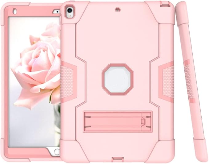 3 in 1 Hybrid Case for iPad Air 3 10.5" & iPad Pro 10.5" - Heavy Duty, Shockproof, Anti-Slip, Anti-Scratch, Pink