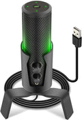 USB Microphone Selectable Pickup Pattern-4 in 1 Polar Pattern Selector Audio Cardioid Condenser Mic w/LED Effect Lights, Podcast Recording Kit for Gaming Streaming Podcasting Studio-Pyle PDMIUSBMT300