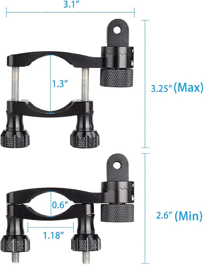 HSU Bike Handlebar Mount for GoPro, 360° Rotation Seat Post, 0.6-1.3inch Go Pro Motorcycle Mount Compatible with Hero 13/12/11/10/9/8/7/6, DJI Osmo Action AKASO and Other Action Cameras (Black)