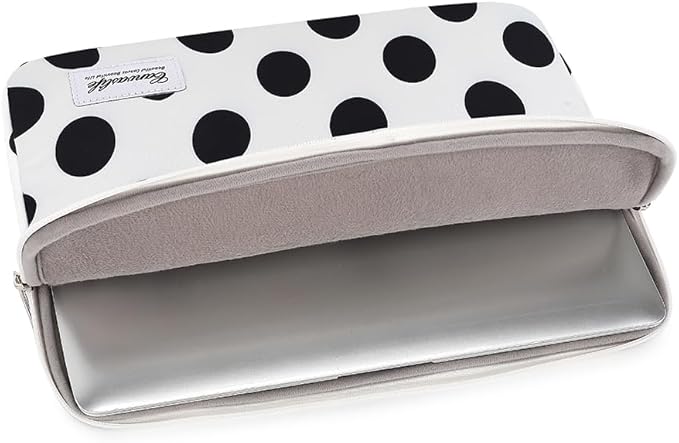 Canvaslife Waterproof Laptop Sleeve 14 Inch Laptop Case Bag with Front Pocket, Black Dot Pattern