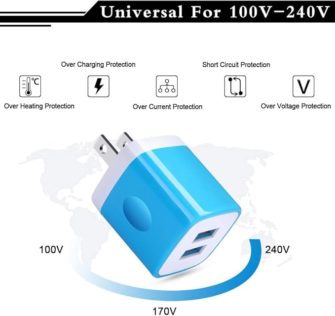 USB Wall Charger,Charging Block,5Pack 2.1A Wall Plug Power Cube Brick Charger Adapter Compatible with iPhone 17 16 15 14 13 12 11 Pro Max/Xs/XR/8/7/6 Plus,Samsung Galaxy S23 S22 S21 S20 A10e A50 A80