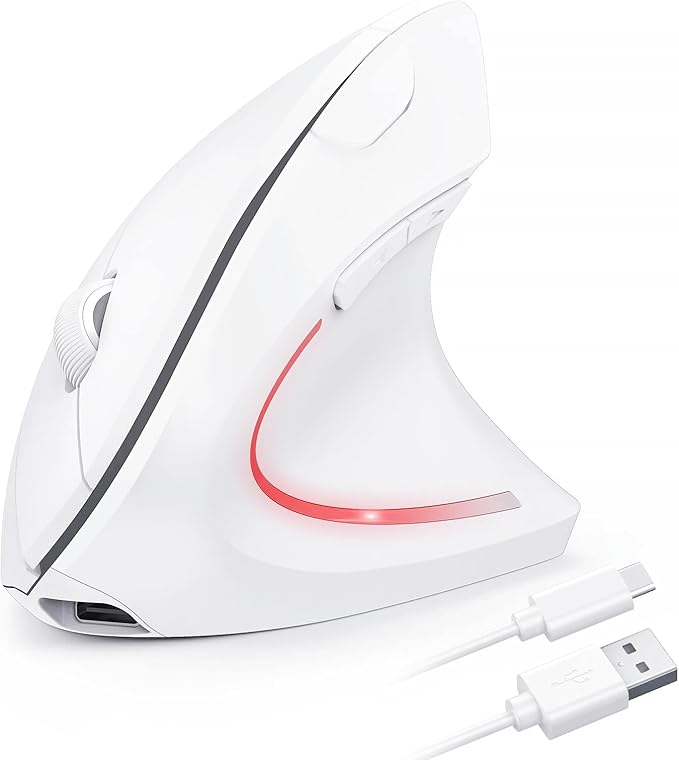 TECKNET Ergonomic Mouse Wireless, Rechargeable Mouse Silent for Carpal Tunnel Right Hand, 2.4GHz USB Vertical Mouse Wireless for Laptop, 5 Adjustable 4800 DPI, Computer, MacBook, Desktop